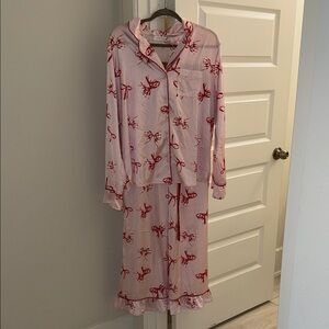 Altar'd State Pink and Red Bow Print Top